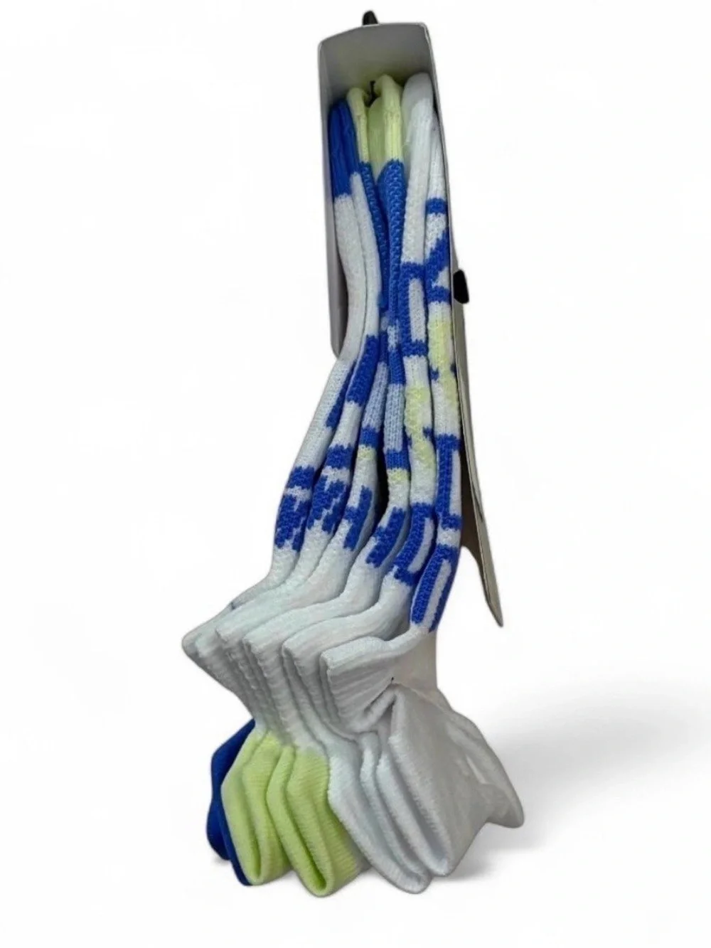 Nike White, Blue & Light Green Low-Cut Athletic Socks - 3 Pack